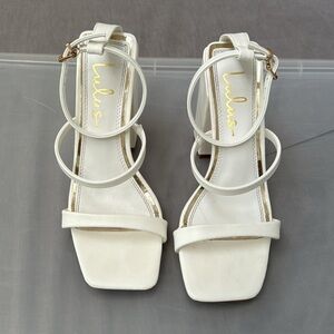 Lulus white ankle steap heel size 7